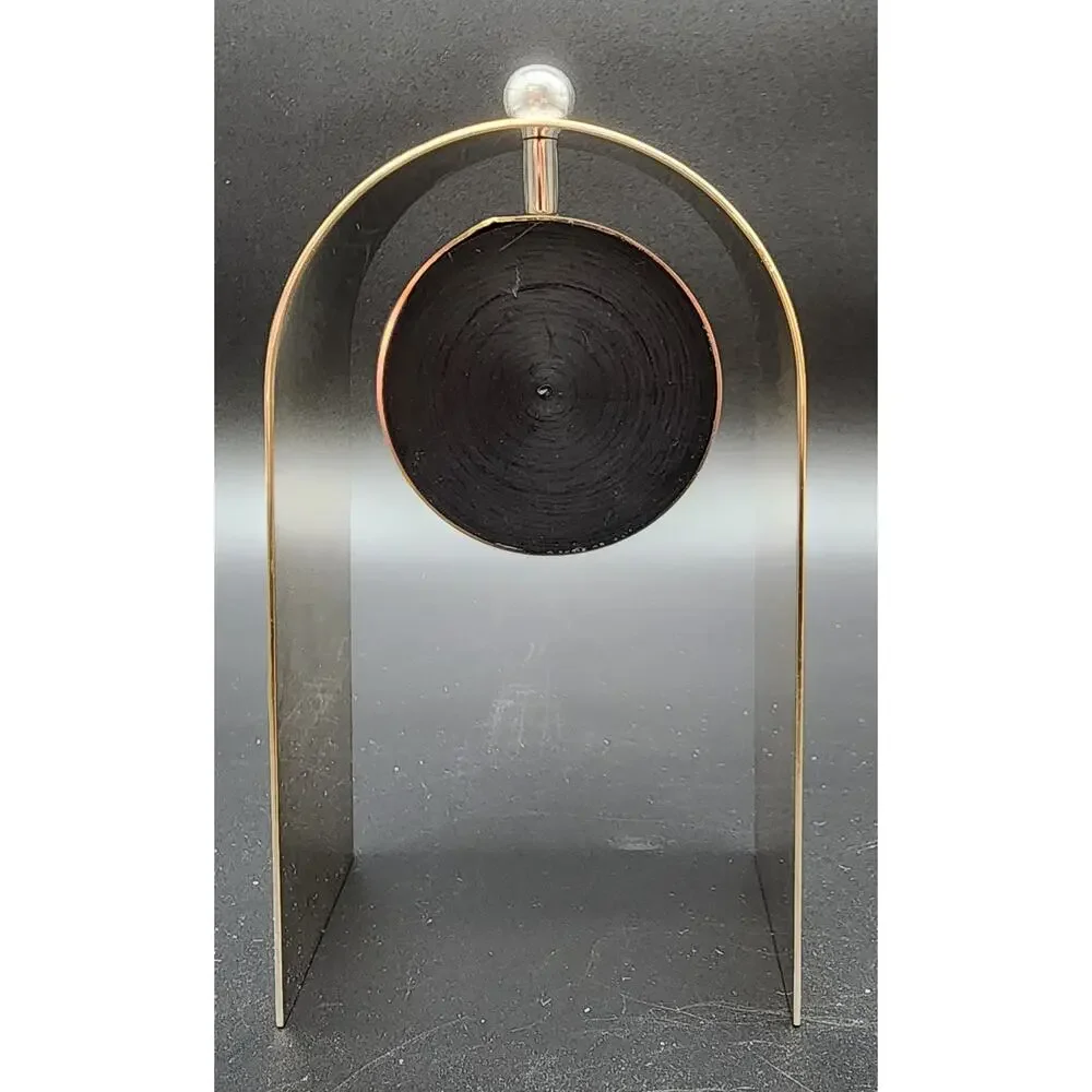 Vintage Italian Brass Arch Desk Clock – Quartz, Sculptural Design, Works Perfect